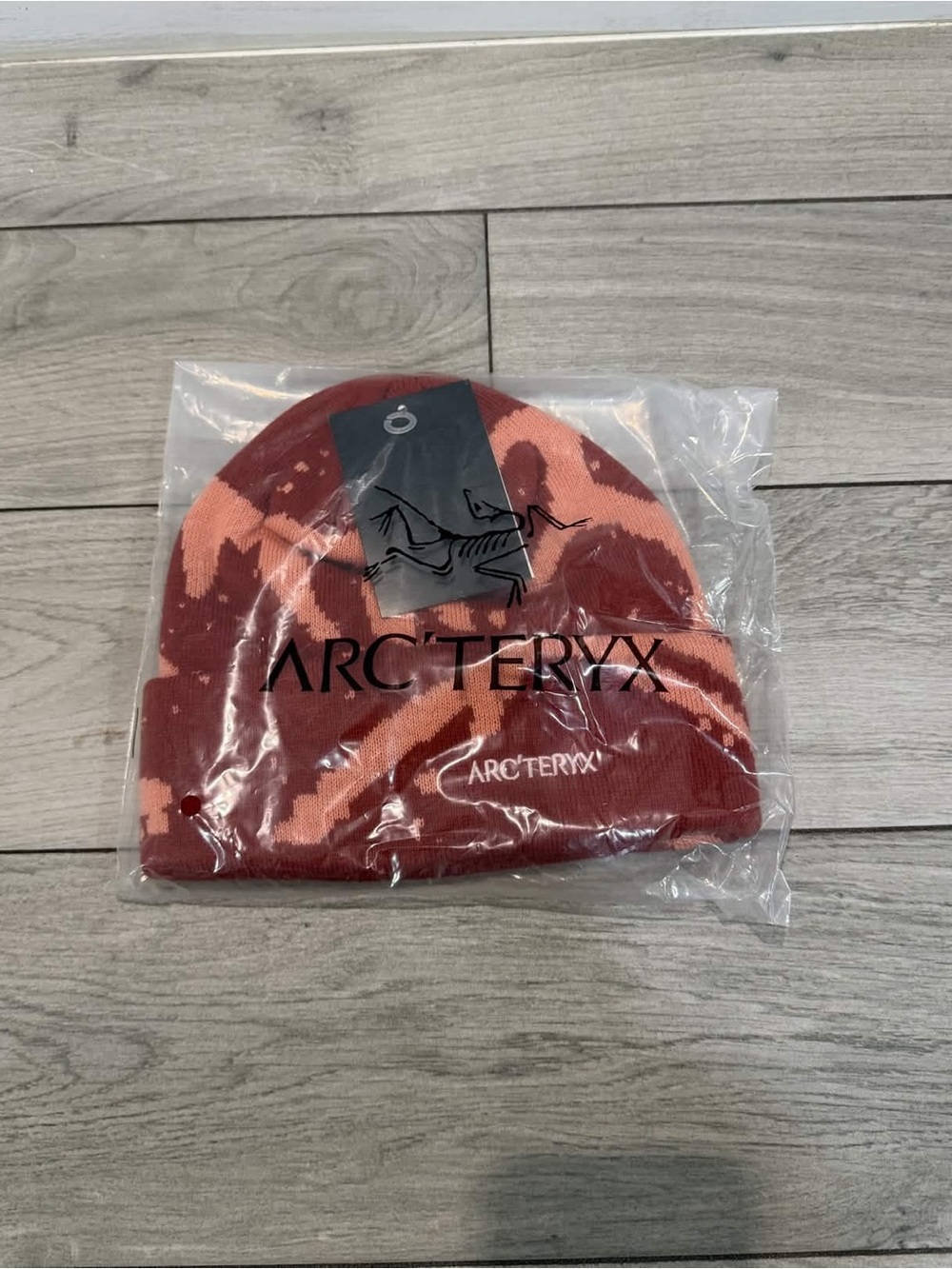 Arc'teryx Red and Pink Camo Knit Beanie